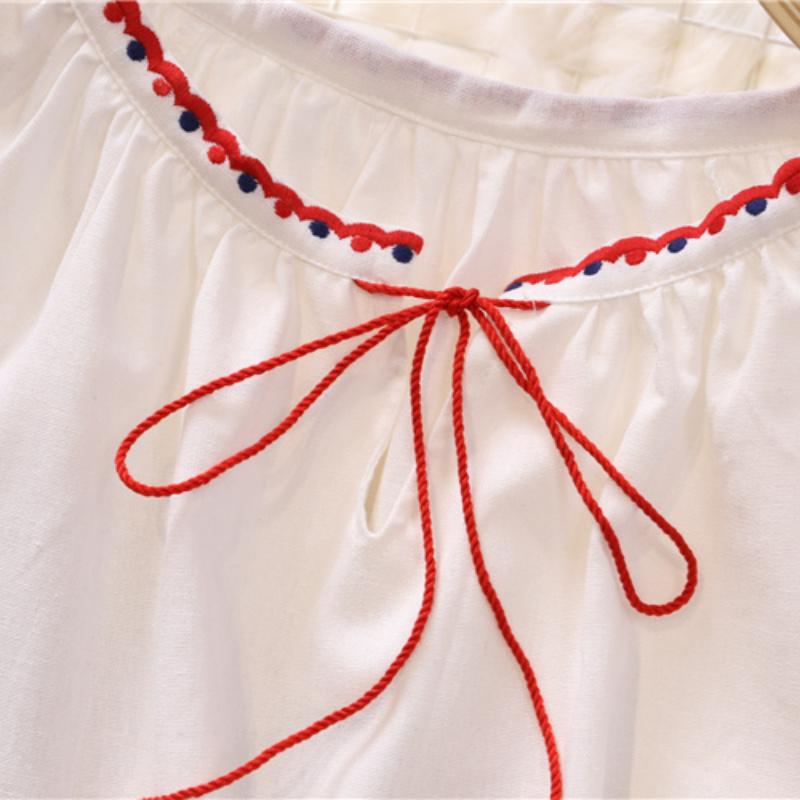 RUGOD Путешествия, отпуск, ретро, ​​этнический стиль, вышивка, кружевная кисточка, v-образный вырез, рубашка в западном стиле с рукавами-фонариками, женский свободный топ