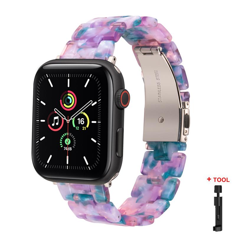Ремешок из смолы для браслета Apple Watch 44 мм 40 мм 45 мм 41 мм 38 мм 42 мм браслет Correa iWatch серии 3 4 5 6 se 7 сменный ремешок для часов