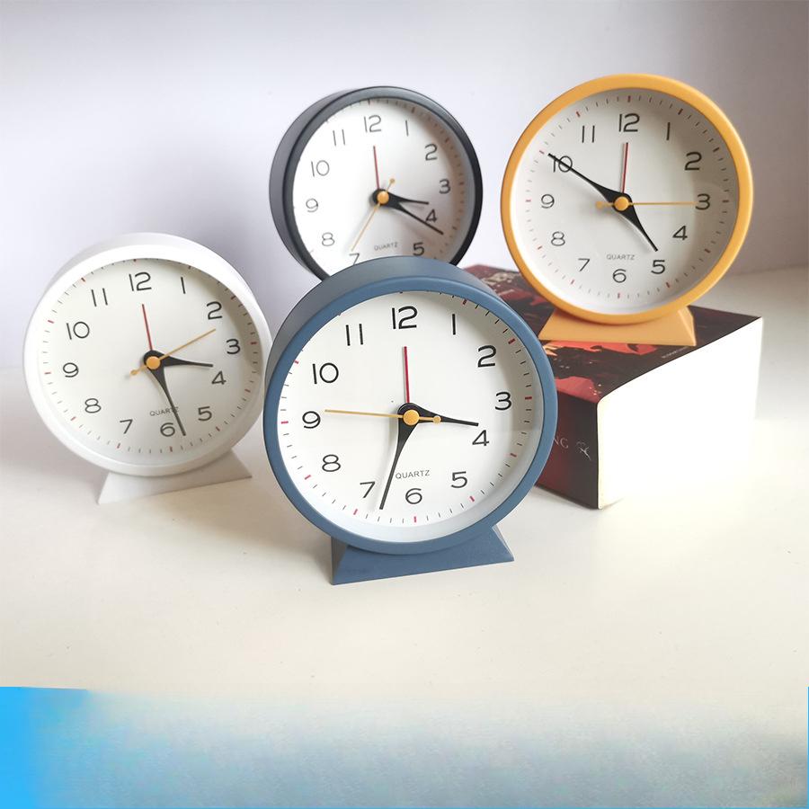 Silent Quartz Clock Metal Clock with Alarm Clock with Night Light Big Head Pointer Early Education Alarm Clock Student Bed Clock