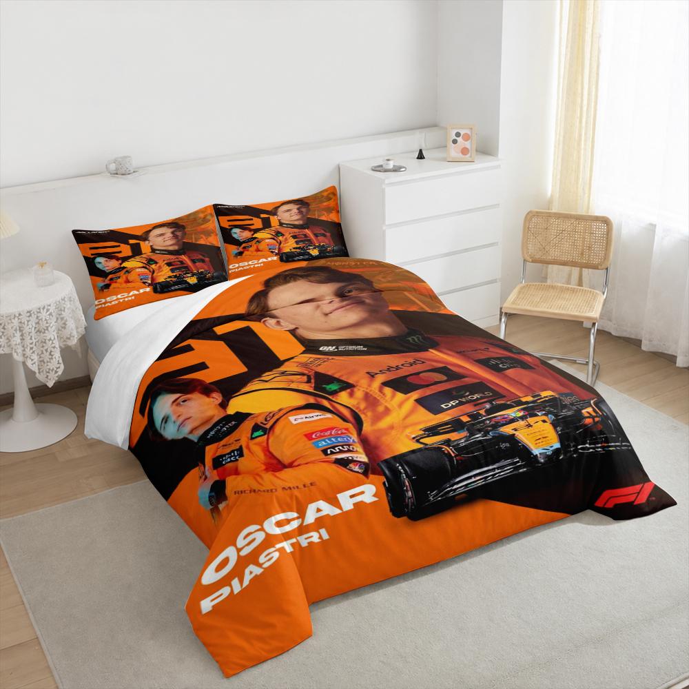 Oscar Piastri McLaren F1 Team 81 Orange Bedding set (1 duvet cover, 2 pillowcases, duvet not included), Formula 1 Driver Poster Art Print