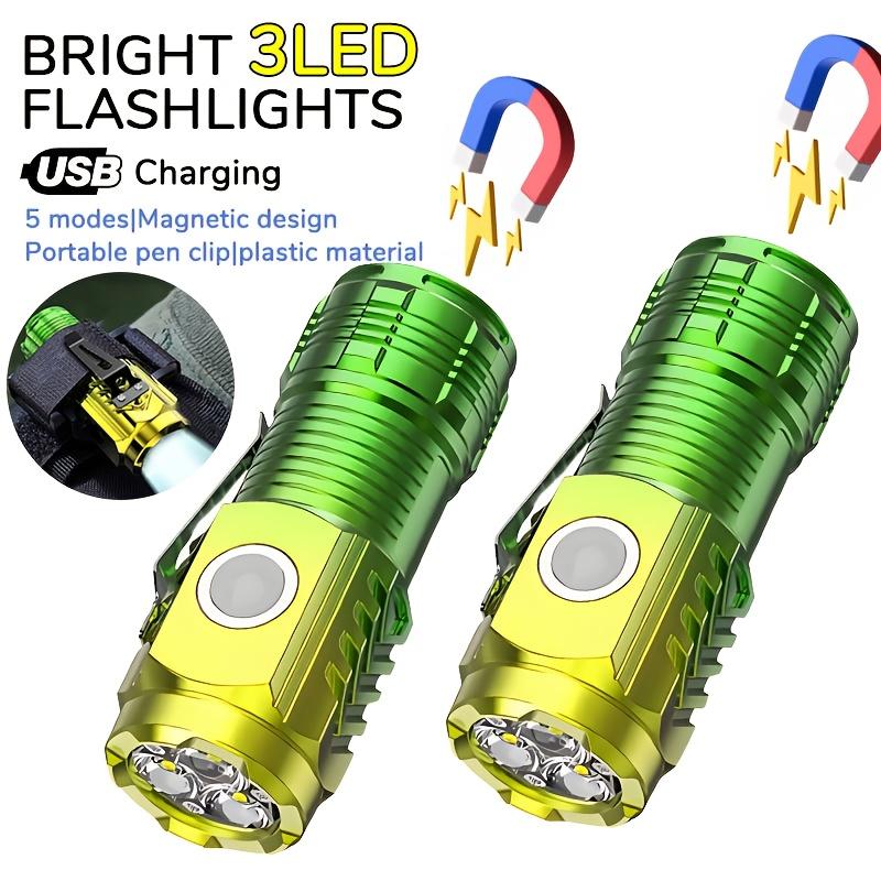 Перезаряжаемый фонарик с магнитной базой и задним зажимом, портативный АБС-материал для кемпинга, пеших походов, патрулирования, технического обслуживания, аварийных ситуаций, кемпинга