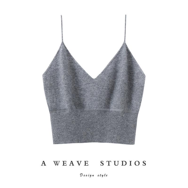 Женский кашемировый вязаный жилет с V-образным вырезом - Элегантный безрукавный свитер для осени/зимы