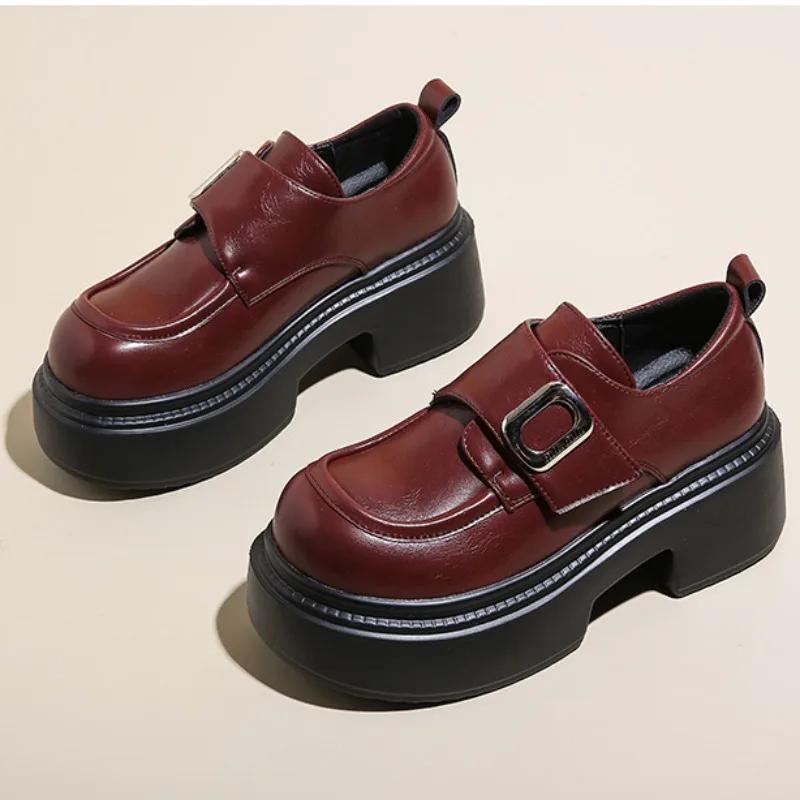 Spring Autumn Platform Loafers Women Designer Soft-soled Casual Leather Women's Shoes Fashion British Style Pumps Shoes Ladies