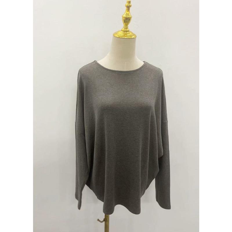 Women S Loose Round Neck Long Sleeve Solid Color Casual Basic T Shirt