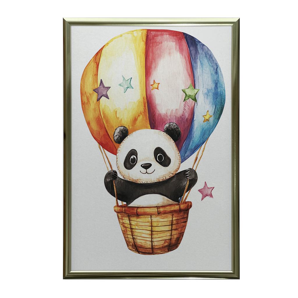 Plakat Urocza Panda W Koszu Plakat Urocza Panda W Koszu, 30X40 Cm, Rama Drewniana Jasny Dąb, Papier Matowy 230 Gsm