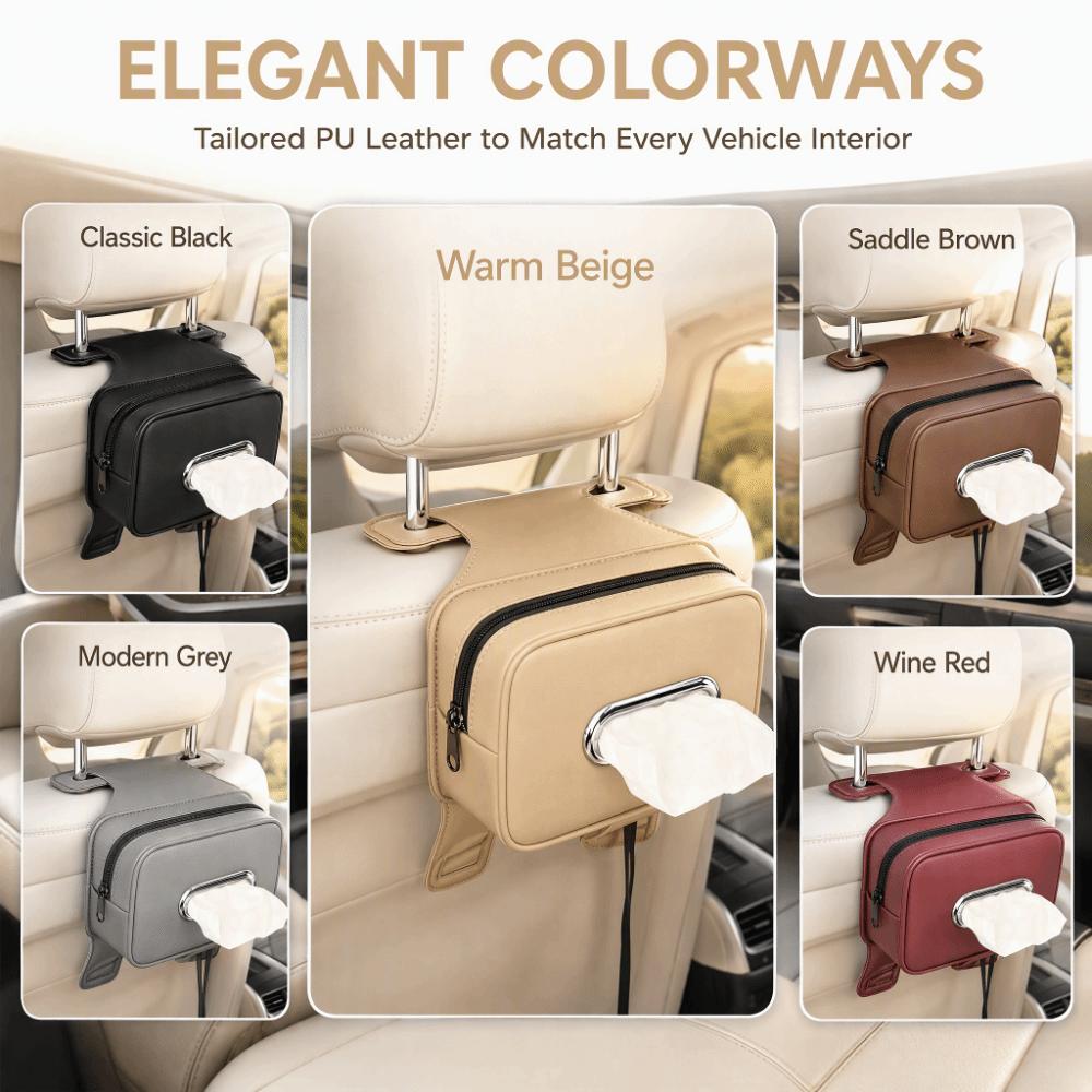 Easy Install Multi-functional Car Seat Back Tissue Box Waterproof Tissue Holder Center Console