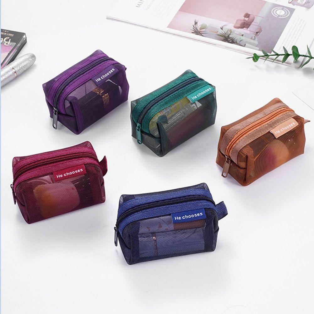 Прозрачная косметичка большой вместимости на молнии, сумка для хранения туалетных принадлежностей, модная сетчатая косметичка, для леди