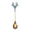 Tableware Christmas Deer Head Stainless Steel Christmas Spoons Tea Scoop Coffee Scoops Xmas Antlers