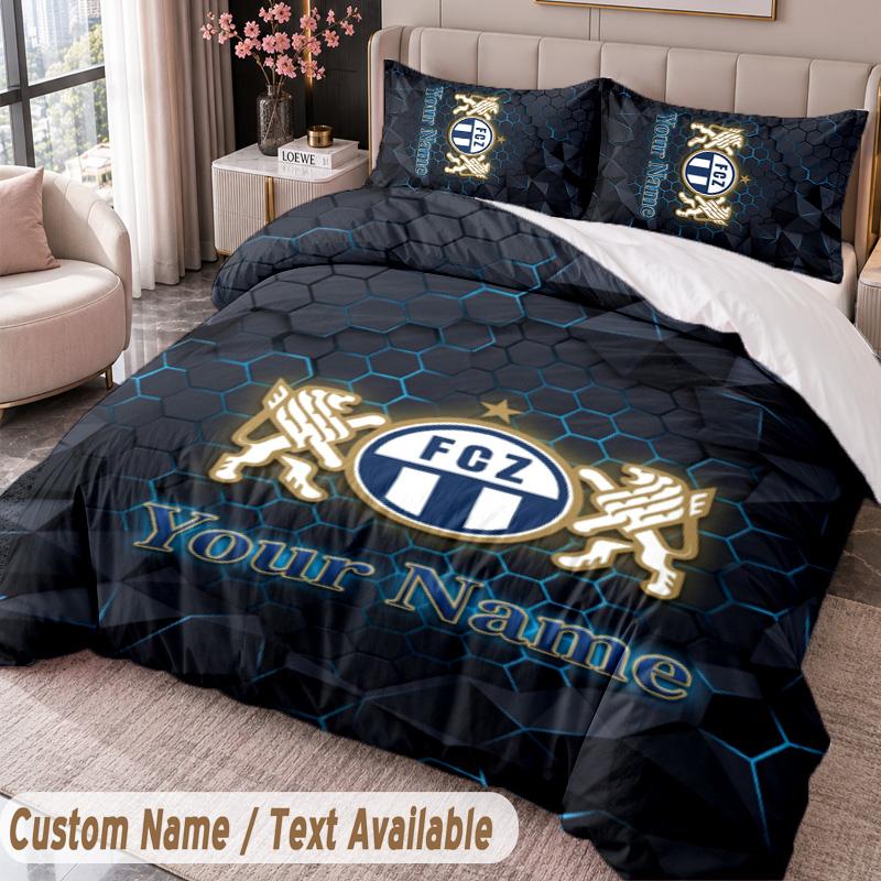 FC Zürich Printed Bedding Set Custom Name Text 1 Duvet Cover 2 Pillowcases For Bedroom