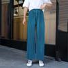 Широкие брюки, женские весенне-летние большие свободные брюки из ледяного шелка, корейская версия, прямые укороченные брюки с высокой талией, женские