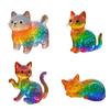 Радужная статуэтка кошки из смолы, красочная полупрозрачная фигурка кошки, милое украшение кошки радужного градиентного цвета для декора стола, книжной полки, подарки для любителей кошек