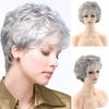 Synthetic Short Curly Women Fake Hair for Middle-aged Old Wig Silver Gray Fluffy Wigs Fashion Daily Use Party Heat Resistant Fibre Wig