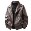Новая куртка из ПУ кожи корейская версия модная стильная мотоциклетная куртка мужская с отложным воротником топ