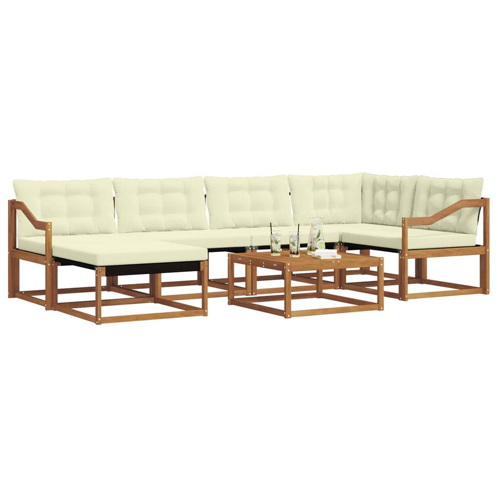 Outdoor Sofa Set 19 pcs Natural and Cream Solid Acacia Wood