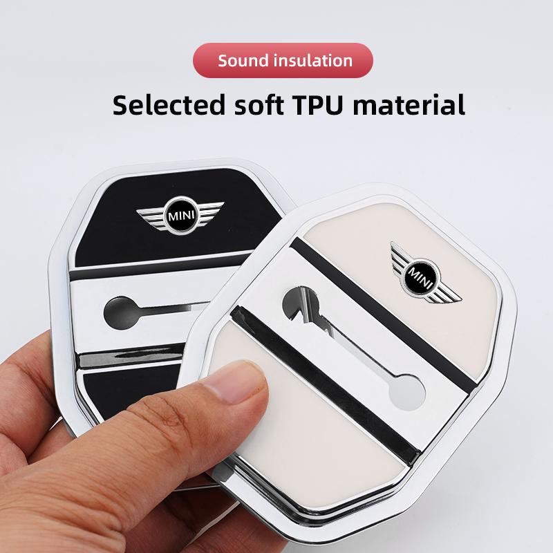 4Pcs Silicone Car Door Lock Buckle Protector Cover Accessories For MINI Cooper S Works JCW R55 R56 R50 R53 R60 R61 F54 F55 F56