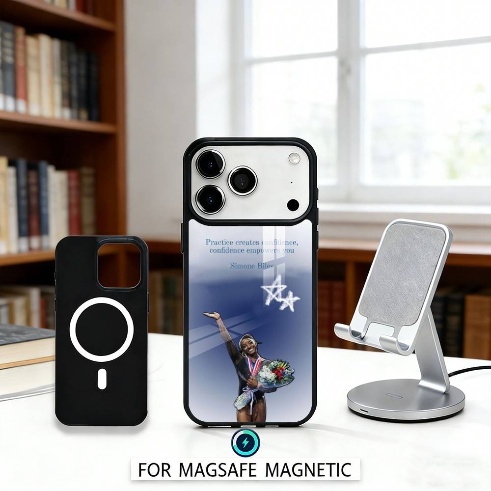 Чехол для телефона S-Simone Biles для iPhone 17, 16, 15, 14, 13, 12, Pro, Max, Магнитный для беспроводной зарядки Magsafe