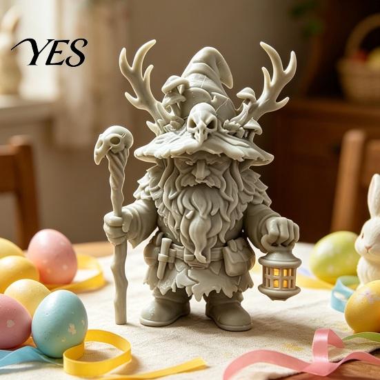 Fantasy Dwarf Figurine Wizard Figurine, 3D Printed Mage Statue, Forest Sorcerer Decor Ultra-precise Printing for Desk Shelf, Easter Gift Collectors
