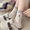 Бесшовные носки для девочек, милая мультяшная вышивка, теплые носки, стиль преппи, универсальные носки-гольфы