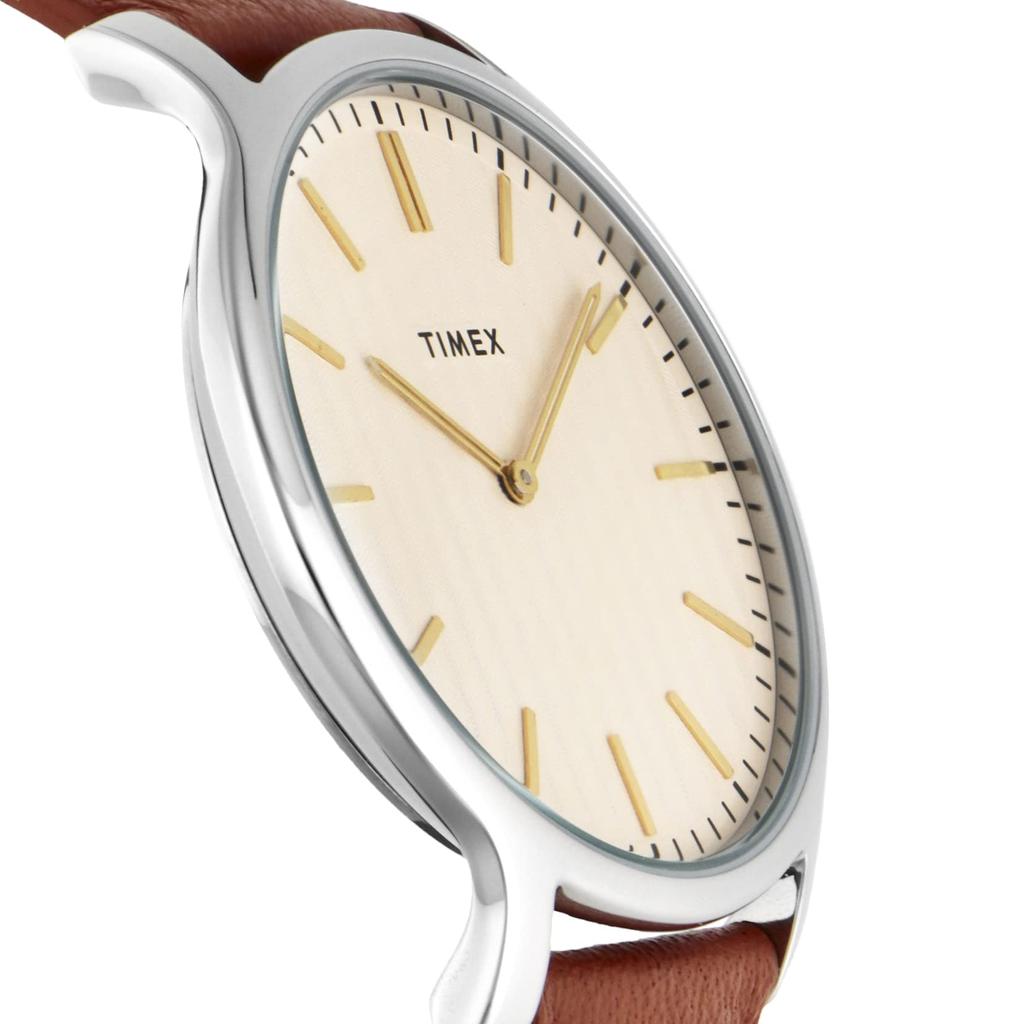 Часы Timex Gallery кремовый циферблат латунь минеральное стекло кварц 40 мм Америка часы TW2V28200 коричневый [TIMEX] мужские [Товар]