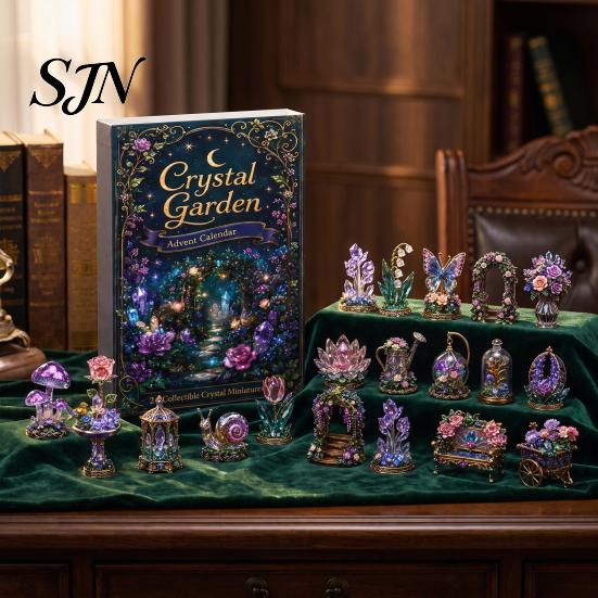 Holiday Gift for Magic Lovers Fantasy Advent Calendar Box with 24 Mini Acrylic 2D Ornaments, Christmas Countdown Kids Desktop Micro Landscape
