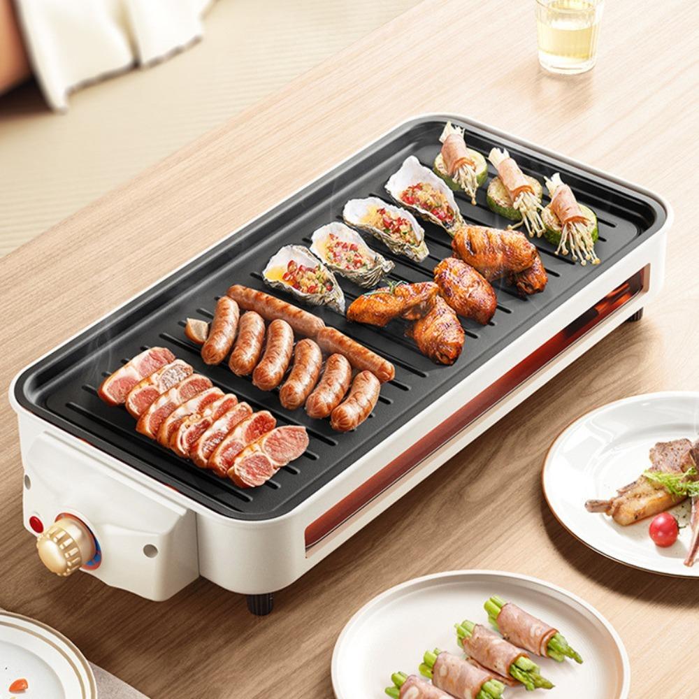 2 in 1 Smokeless Electric Grill with Oil Pan Electric Grill Pan Electric BBQ Grill  Party