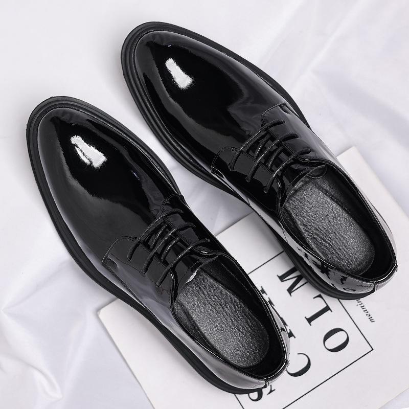 Мужские кожаные туфли мужские формальные британские черные туфли для костюма дышащие лакированные глянцевые туфли корейская версия одинарные туфли