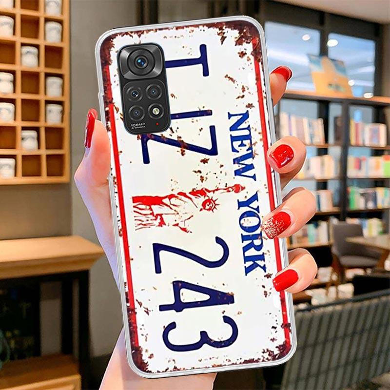 Чехол для телефона с номером лицензии Нью-Йорка для Xiaomi Redmi Note 15 14 13 12 11 10 Pro Plus 14S 12S 11S 11T 11E 10S Мягкий Забавный