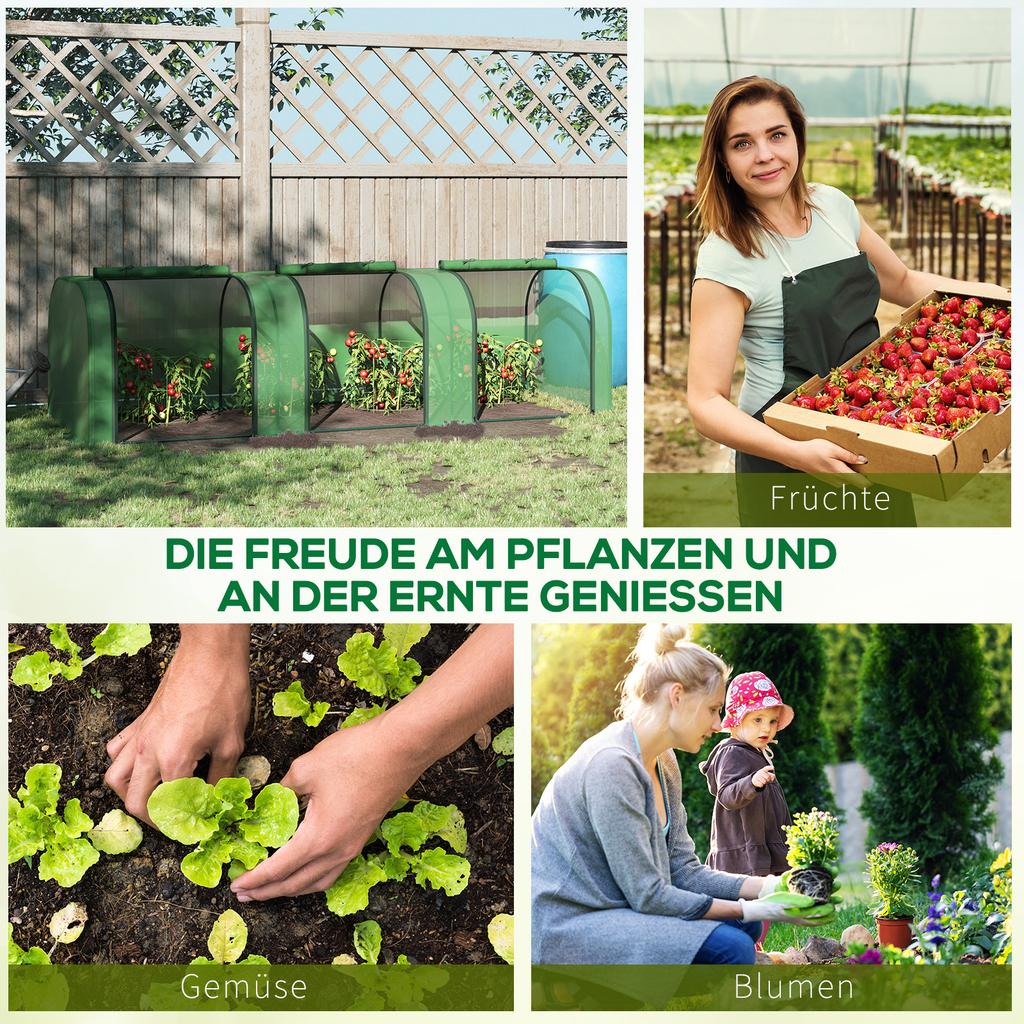 295 x 100 cm Low Tunnel Greenhouse - Green