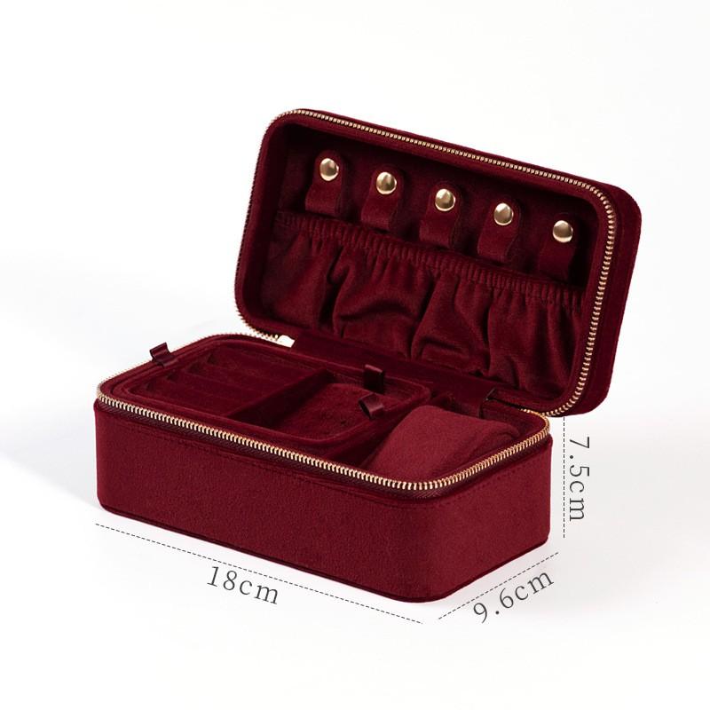 Jewelry Box Watches Earrings - Premium Velvet Travel Organizer Vintage Style Hard Case