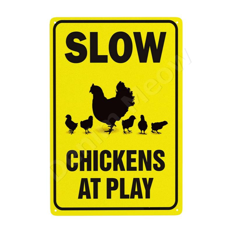 Welcome to Our Chicken Coop Retro Metal Sign Caution Area Wall Art Crazy Chicken Lady Vintage Kitchen Farmhouse Decor
