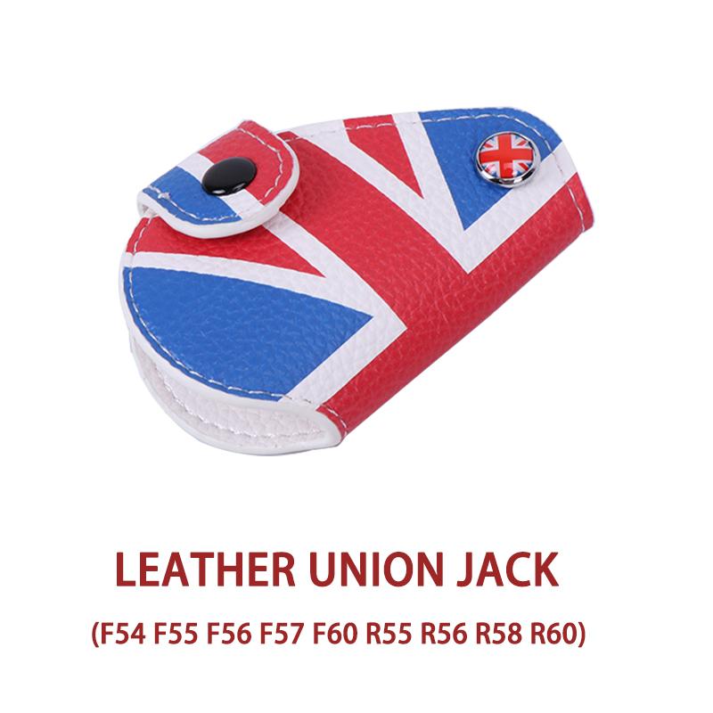 BLH1 Car Smart Key Case Cover Leather Union Jack Key Bag For Mini Cooper F54 F55 F56 F57 F60 R55 R56 R57 R60 R61 Auto Accessories