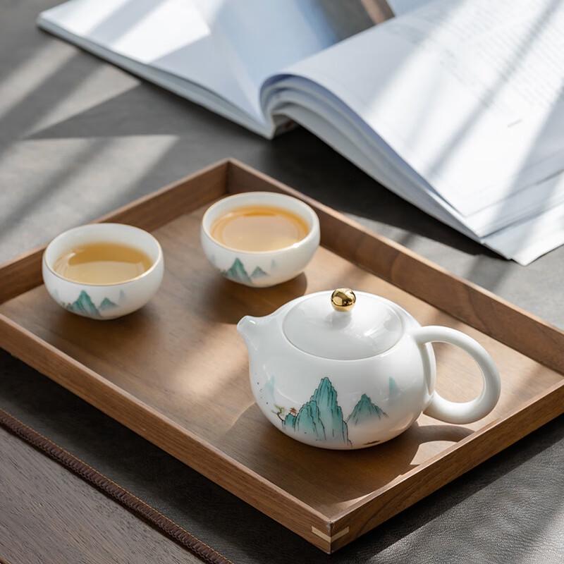 Changbaosen 16-Piece 'Thousand Li of Rivers and Mountains' White Porcelain Gongfu Tea Set