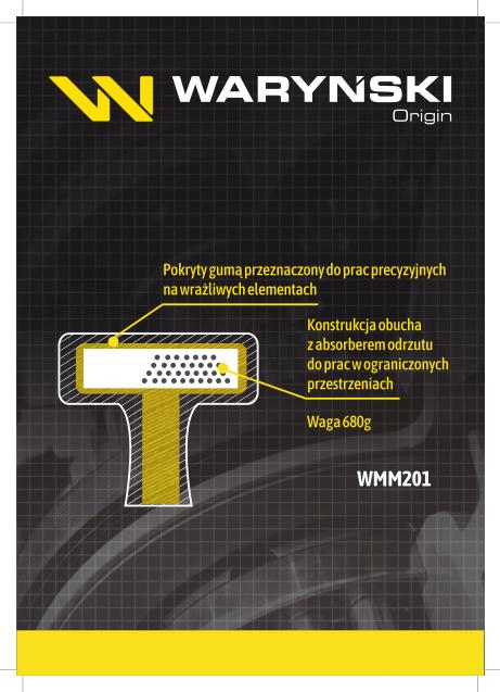 Waryński black rubber hammer, recoilless, 680 , fiberglass handle