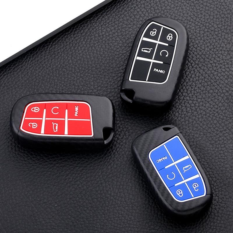 Чехол для дистанционного ключа автомобиля из АБС-пластика из углеродного волокна для Jeep Grand Cherokee WK2 SRT Renegade Compass 2th для Chrysler 200 300