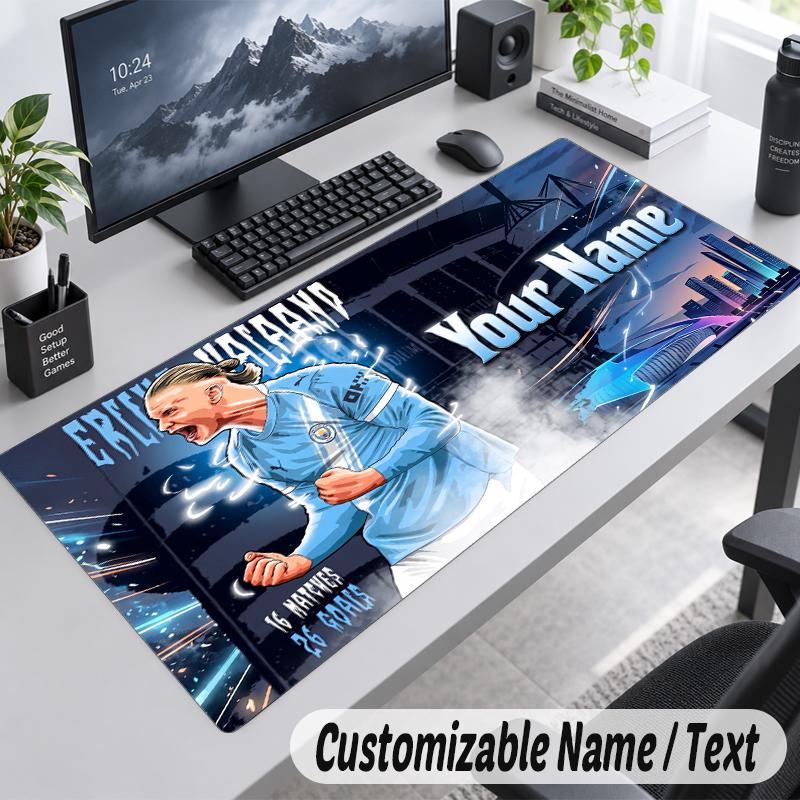 Custom Name Text Mouse Pad Erling Haaland Personalized Desk Pad For Work And Gaming