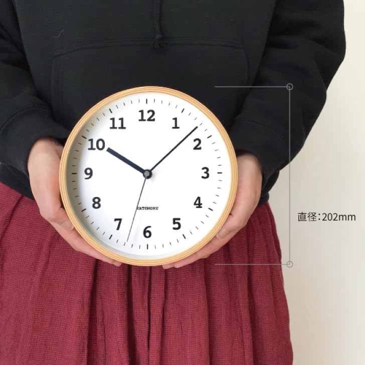 KATOMOKU plywood clock 13 Natural Wall continuous second diameter km-84NARCS clock, hand, 20.2cm (SKP radio-controlled clock)