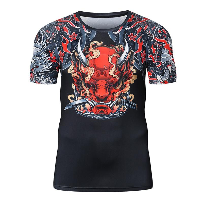 Ретро футболка с 3D-принтом дракона и тигра для мужчин, летняя фитнес-футболка с круглым вырезом, быстросохнущая, свободная, футболка в стиле Харадзюку, футболка для спортзала, мужская