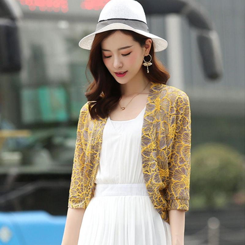 Летний кардиган с цветочным узором, женский сплошной цвет, тонкая шаль, защита от солнца