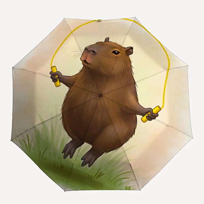 1pc Capybara Skipping Automatic Open/Close Umbrella - Compact Travel Umbrella, Gift for Birthday, Holiday yy260106063
