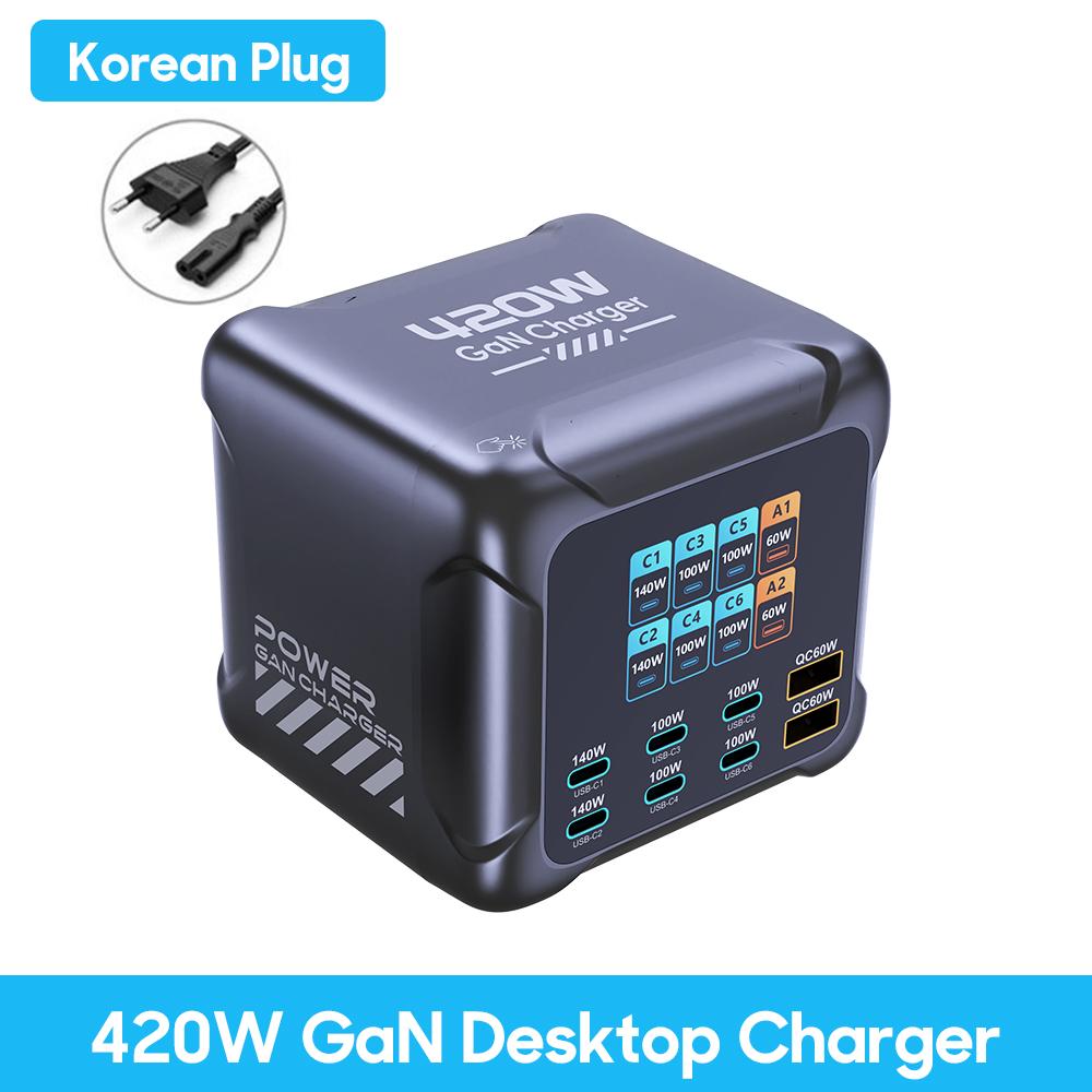 Ubigbuy 420 Вт GaN Зарядное устройство PPS PD3.1 140 Вт USB Type-C Цифровой дисплей Быстрая зарядная станция для MacBook 17 Samsung
