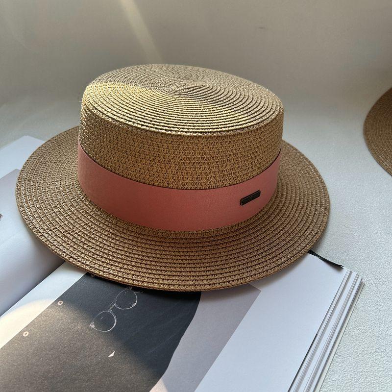 New hat women's spring and summer flat top top hat adjustable French British sunshade sunscreen travel versatile seaside