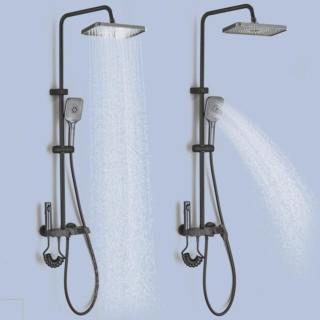 Shower Faucet Set Digital Display 4 Function Piano Key Rainfall Shower Combo Set