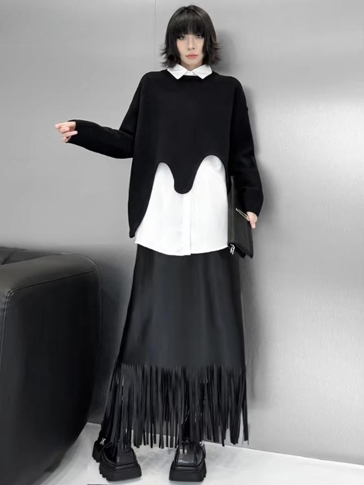 Xitao Асимметричный вязаный свитер с круглым вырезом GMM1288