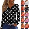 Women's T Shirt Tee Button Floral Print Long Sleeve Daily Weekend Fashion Basic V-Neck Regular Top