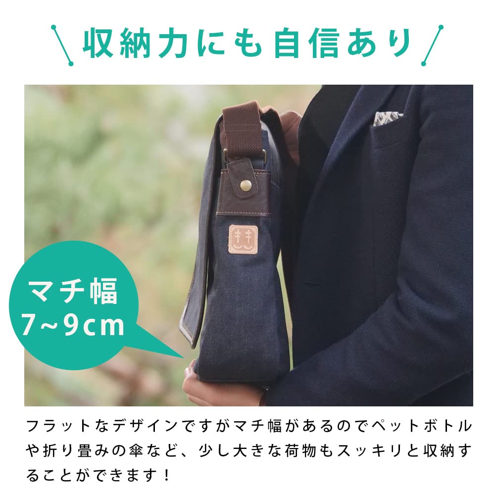 Сумка через плечо A4 Сумка через плечо легкая Сделано в Японии Okayama Denim Свободный клапан на плечо Подарок на день рождения [creareki] Мужская Отцовская