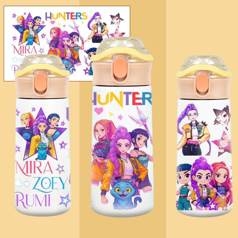 Cartoon Anime Girl Water Bottle, 3D Printed Pattern Design, Hot Ultra High Aesthetic, Lightweight & Leakproof, with Portable