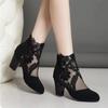 Fashion Women's Lace Heeled Shoes Fashion Ladies Roman Sandals Breathable Ladies Shoes Elegant Ladies Pumps New Mesh Sandalias De Tacón