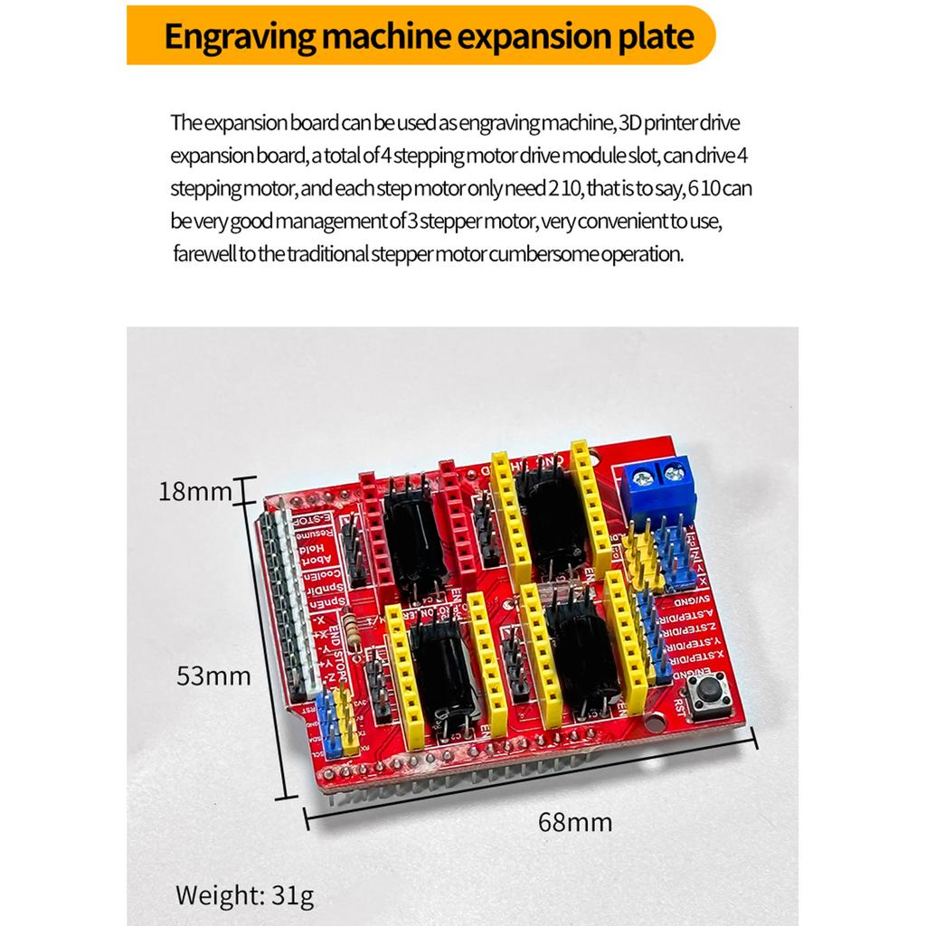 Nema17 Шаговый двигатель 42 Двигатель + CNC Shield V3 Гравировальный станок Запчасти для 3D-принтера + 3 шт. A4988 Плата расширения драйвера