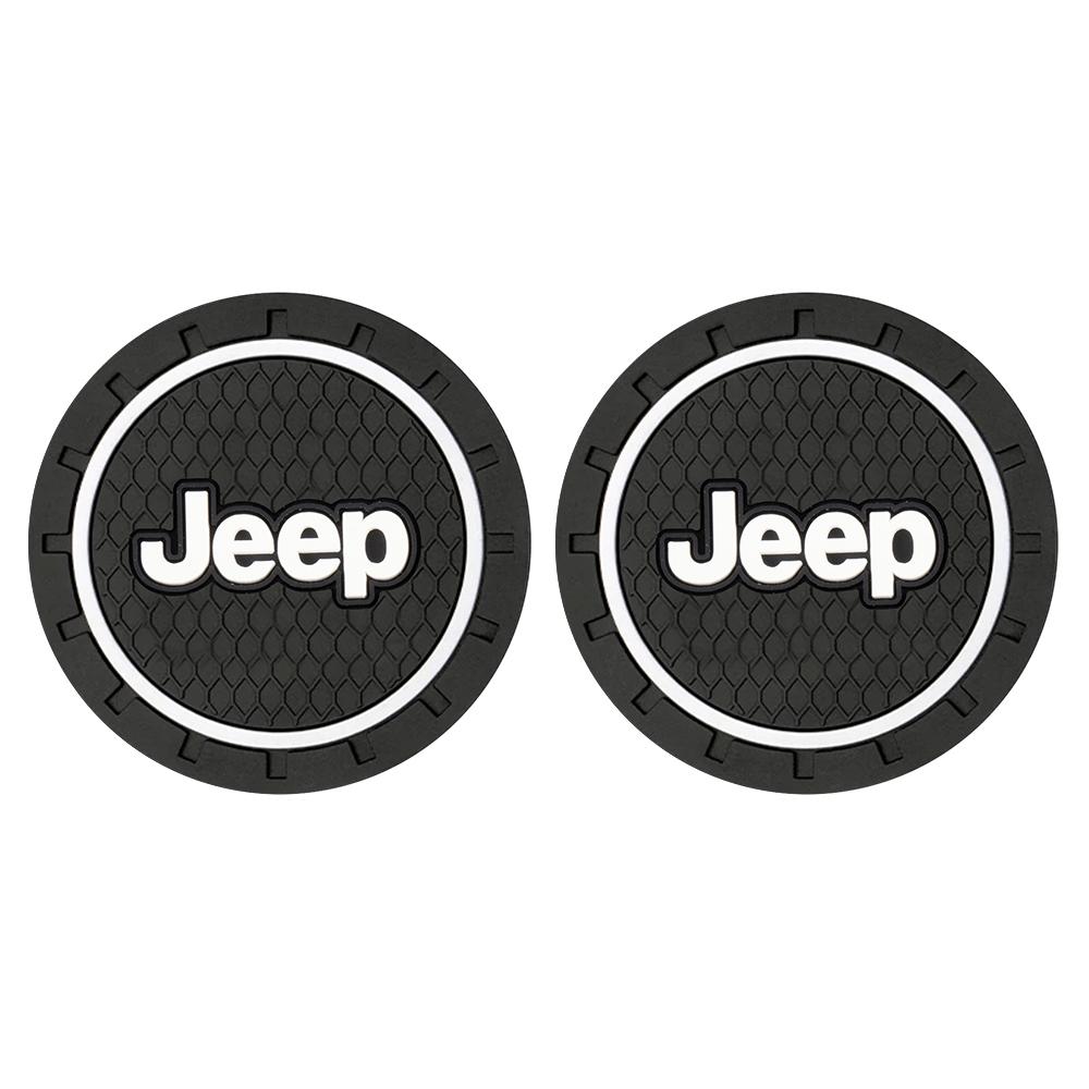1/2pc Auto Emblem Water Cup Slot Mat Silicone Car Coasters Accessories For Jeep Renegade Compass Wrangler Patriot Grand Cherokee