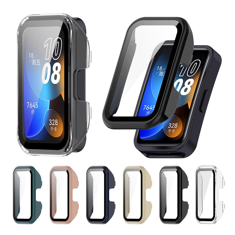 Защитный чехол из ПК + закаленного стекла для Huawei Band 8, полноэкранный защитный чехол, рамка-бампер